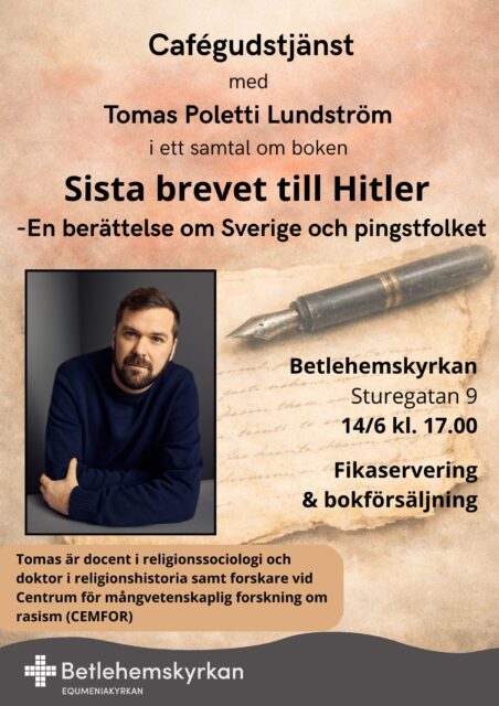 Cafégudstjänst söndag 14/6 kl. 17.00