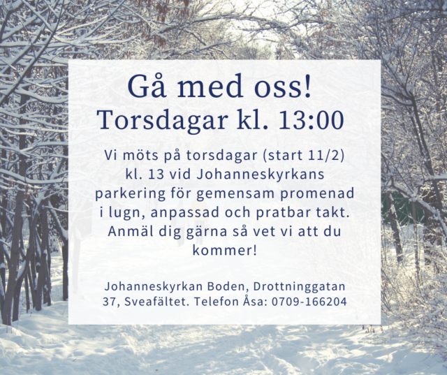 Gemensam promenad, samling torsdagar kl. 13 Johanneskyrkan