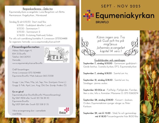 Programblad Hösten 2025 och kyrkoavgift som gör skillnad