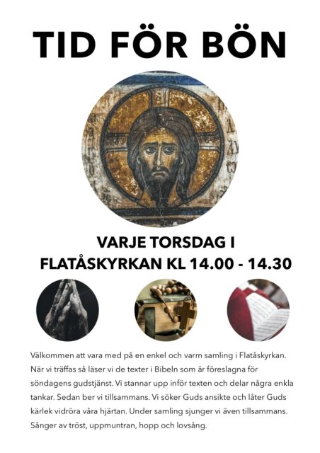Ny tid för Flatåskyrkans bönesamling – Torsdagar kl 14.00-14.30