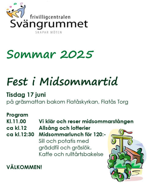 Sommar på Frivilligcentralen med ”Fest i Midsommartid”, Sommarcaféer m.m.