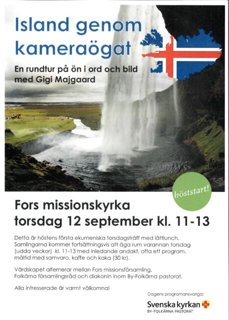 Torsdagsträffen startar igång den 12 september