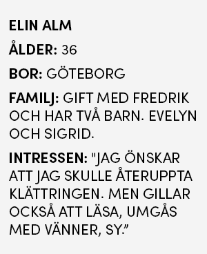 Faktaruta - Elin Alm, 36 år, bor i Göteborg, Gift med Fredrik, två barn