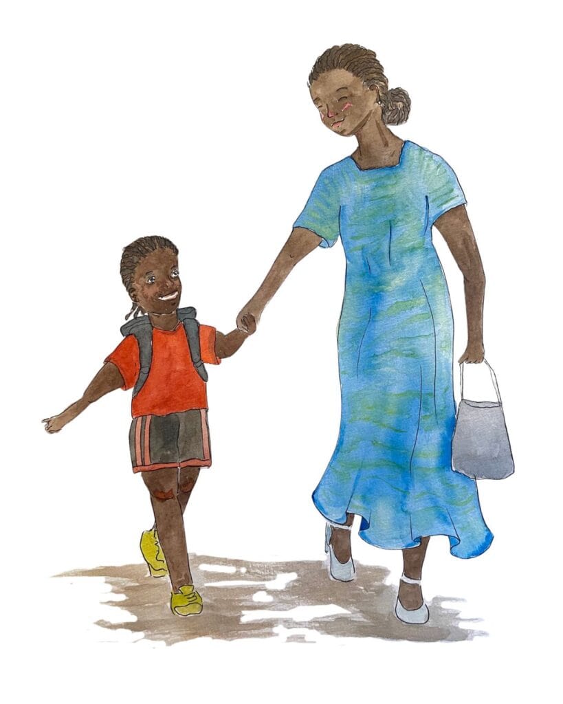 En mamma med sin dotter i Kongo